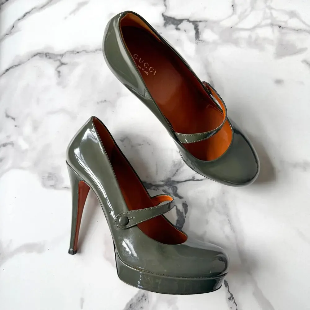 Gucci Vernice Crystal Betty Mary Jane Platform Pumps Size 38.5